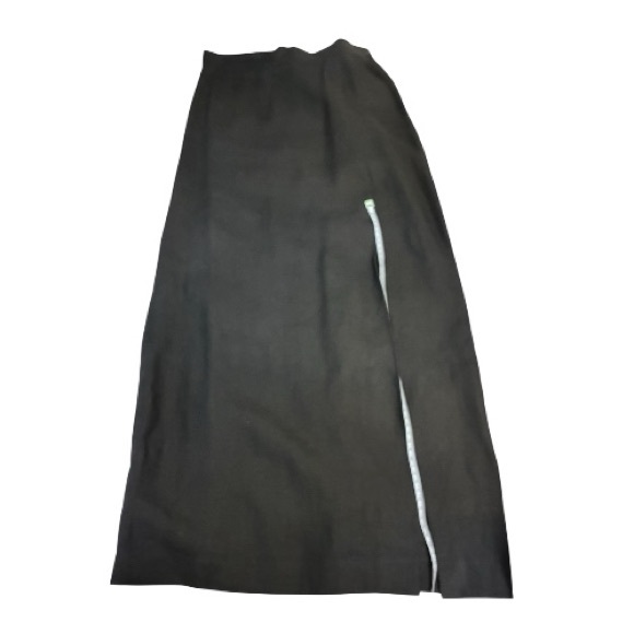 Powerline Canada Black Linen Maxi Skirt High Waist Sexy Slit Minimalist Luxury - Picture 10 of 14